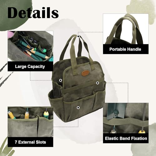 Waxed Canvas Utility Tote Bag, Large Capacity Multi-Pocket - Image 6