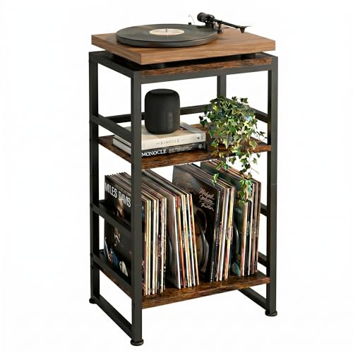 3-Tier Record Player Stand, with Storage, 28" H, Rustic - Image 2