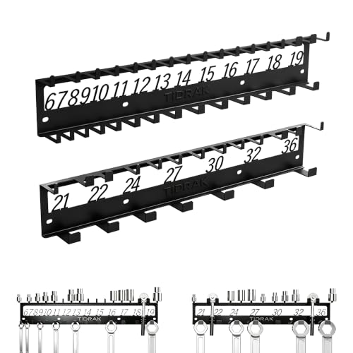 Metal Wrench & Socket Organizer, Dual-Layer Rack with Labels - Image 2