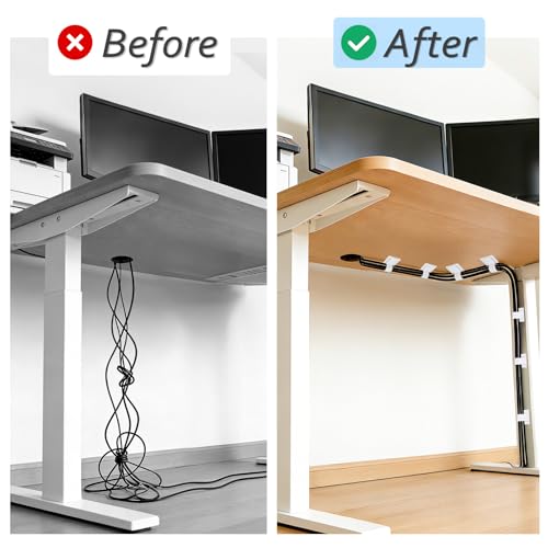 Cable Management Under Desk Detachable Cable Straps, White - Image 3