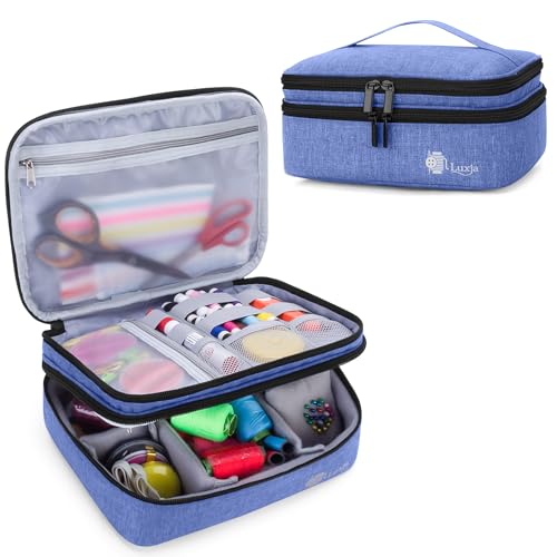Luxja Double-Layer Medium Sewing Organizer, Dark Blue - Image 2