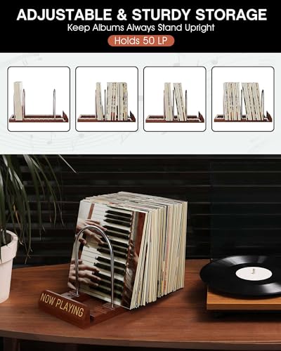 Now Playing Vinyl Record Holder Storage Fits 50 LPs, Gift Package - Image 6