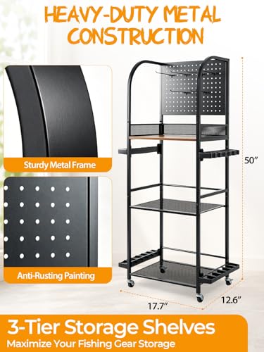 Jenseits Fishing Rod Rack for Garage, Rolling Storage - Image 3