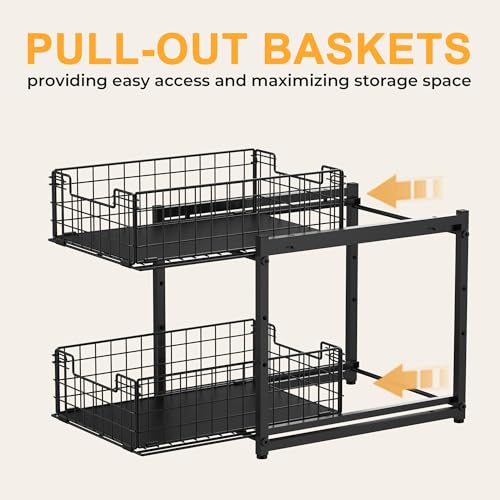 Under Sink Organizer, 2-Tier Pull Out Cabinet Organizer - Image 6