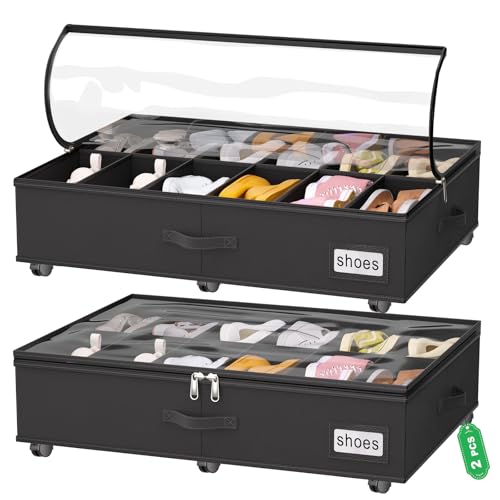 Under Bed Shoe Storage with Wheels, Fits 24 Pairs - Image 2