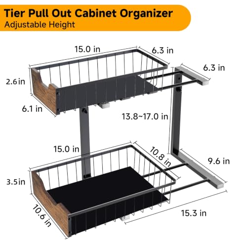 Pull Out Cabinet Shelf 2 Tier Metal Under Sink Organier - Image 3