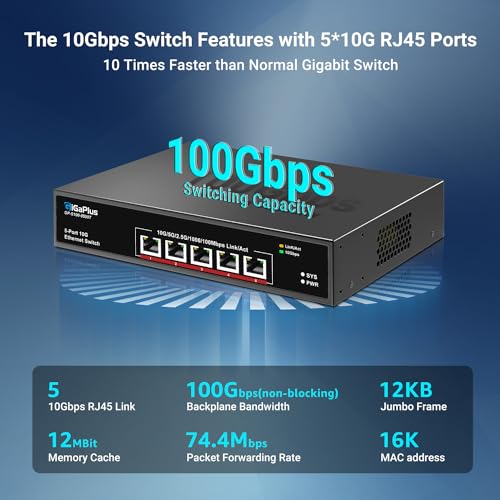 5-Port 10Gb Ethernet Switch Unmanaged with 5 x 10Gb RJ45 Ports - Image 4