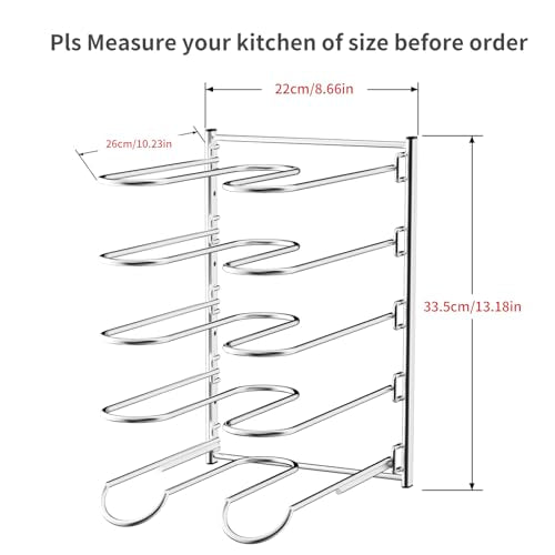 JAQ Pots and Pans Organizer, 13.18 inch Heavy Duty Pot Lids Rack - Image 3