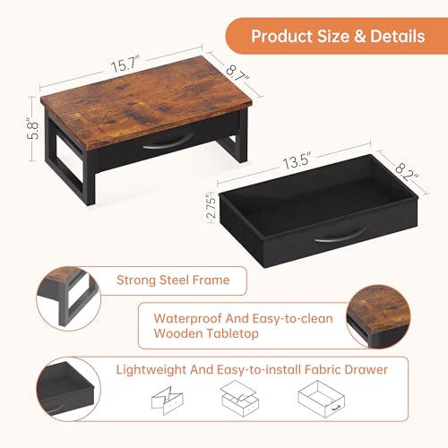 Computer Monitor Stand Riser with Drawer, 2-Tier Des | Storage & Organ - Image 7