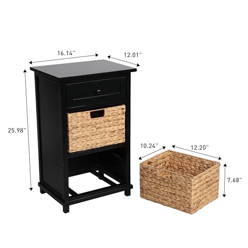 happimess Malibu 26" Acacia Wood Storage Nightstand with Drawer - Image 4