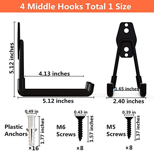 Wall Mount Heavy Duty Double Utility Tools Hooks | Garage Storage - Image 3
