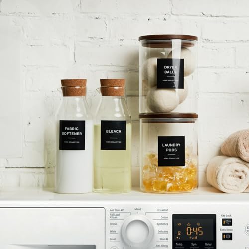 Glass Laundry Storage Containers with Acacia Lids | Home Organization - Image 3
