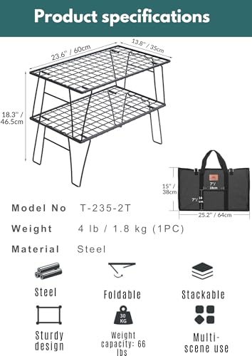 CAMPINGMOON Camping Mesh Rack 2 Pack Folding Camp Storage - Image 3
