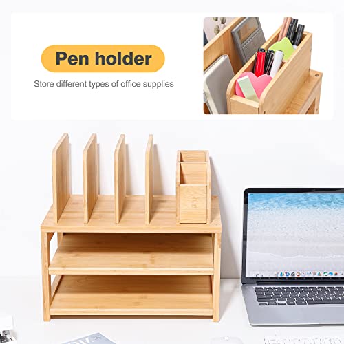 Homde Desk Organizer with File Holder: 3-Tier Bamboo | All Products - Image 5