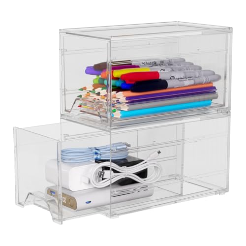 Clear Stackable Desk Drawer Organizer: Acrylic Small Storage - Image 2