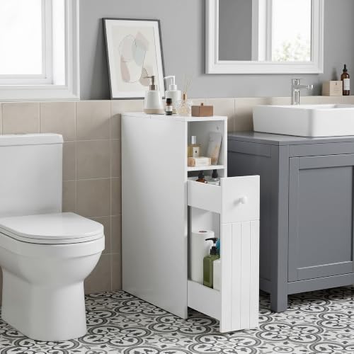 VECELO Slim Bathroom Storage Cabinet, Small Narrow Storage - Image 2