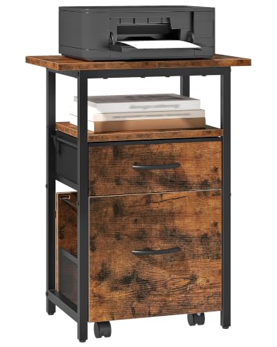 2-Drawer File Cabinet, Printer Stand, Rustic Brown and Black - Image 6