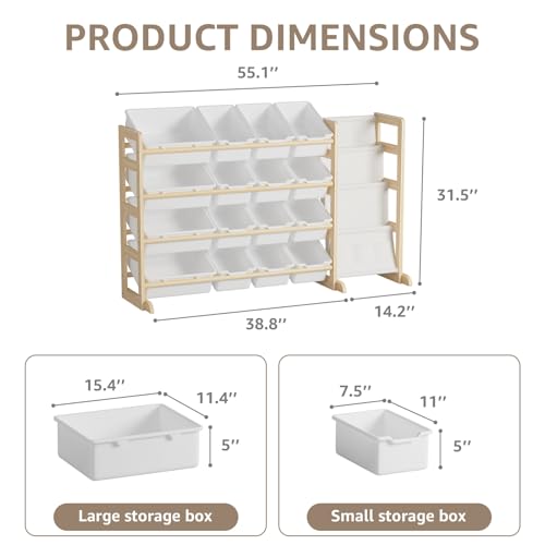 NUTIKAS Toy Storage Organizer with Bookshelf - Wooden 16 - Image 3