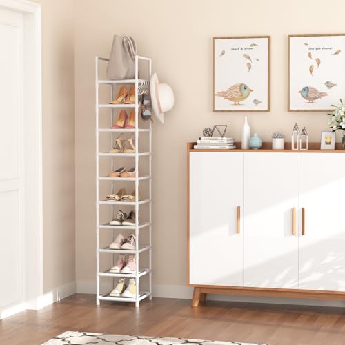 LANTEFUL Tall Narrow Shoe Rack 10-Tier Skinny Shoe Shelf Storage - Image 3