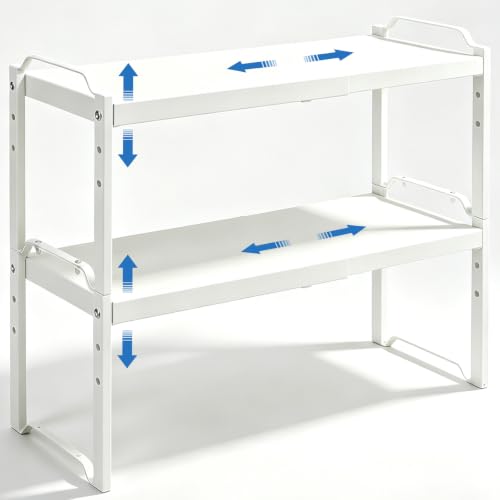Set of 2 Expandable Kitchen Cabinet Shelves Organizers, Stackable - Image 2