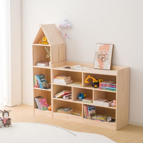 Wooden 7 Compartment Storage Cabinet Organizer Kids 3 Tier Wood - Image 3