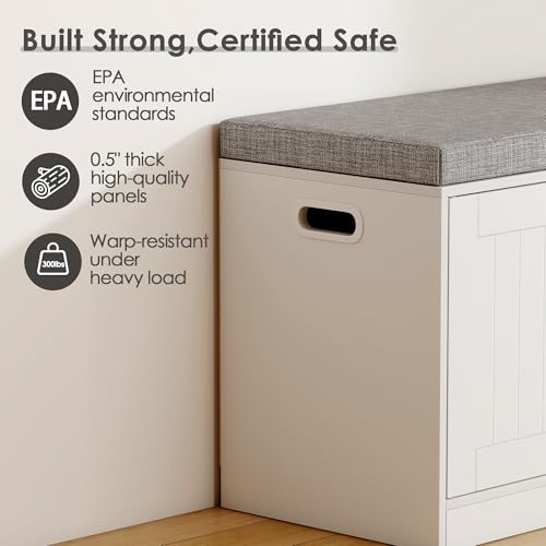 3-Tier Shoe Storage Bench with Adjustable Shelf - Image 6