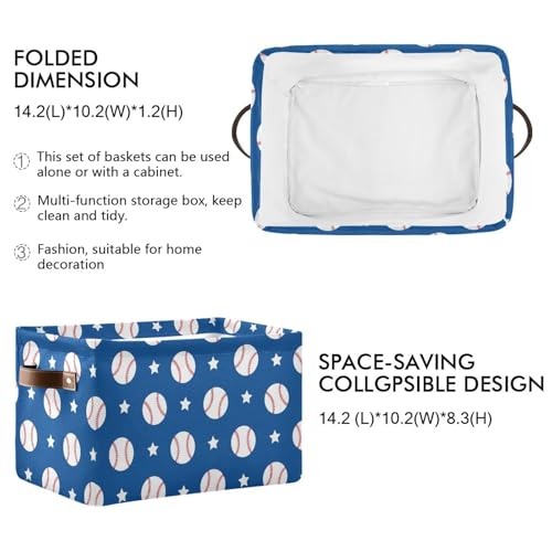 Emelivor Baseball Navy Blue Storage Basket Bins | Home Organization - Image 5