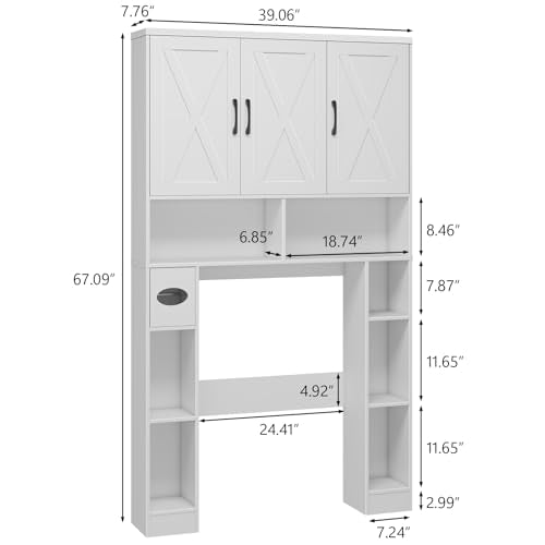 Vabches Over The Toilet Storage Cabinet with 3 Barn - Image 3