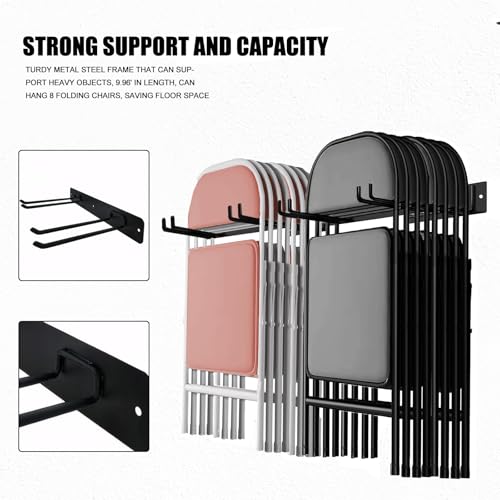 2Pack Folding Chair Storage Rack, Chair Hangers for Garage Wall - Image 6
