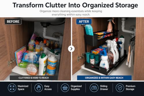 2-Tier Under Sink Organizer, Pull-Out Sliding Drawer | Under Sink Stor - Image 3