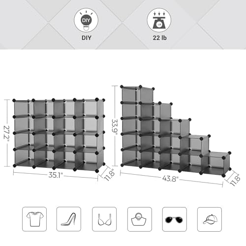 SONGMICS Shoe Rack, 16 Cubes Plastic Shoe Storage Organizer - Image 4