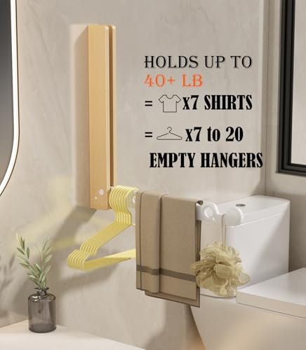 Natural Wood Folding Clothes Hanger Rack for Laundry Room - Image 5