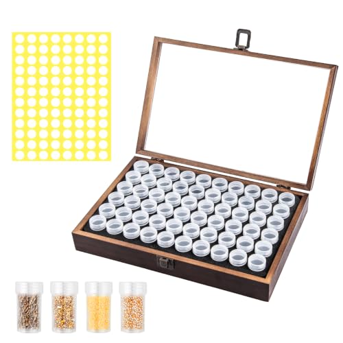 Wood Seed Storage Organizer, 60 Clear Bottles, 96 Labels - Image 2