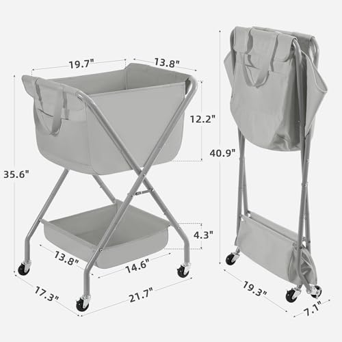 STORAGE MANIAC Collapsible Laundry Cart with Wheels 35.6"H - Image 4