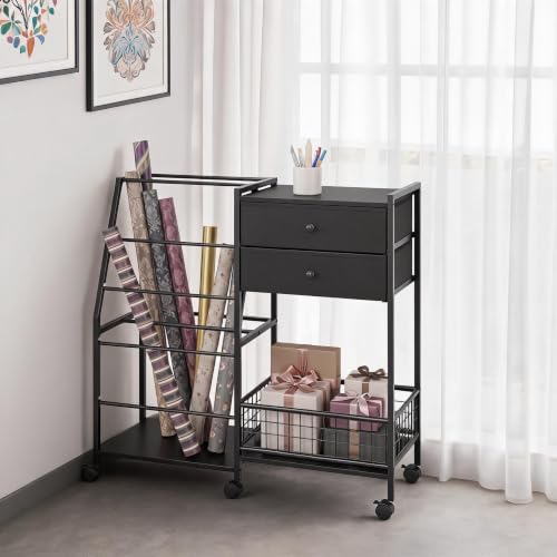 Rolling Gift Wrap Station with Drawers, 3 Tier Gift - Image 2