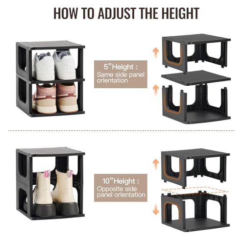 4-Tier Shoe Rack, Narrow Stackable Organizer, Black - Image 5