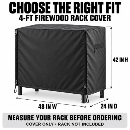 4ft Firewood Rack Cover Outdoor Waterproof 600D Oxford heavy-duty - Image 3