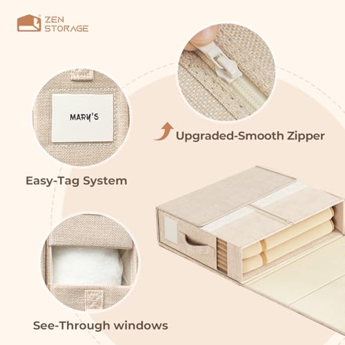 Sheet Organizers and Storage for Linen Closet, 4Pack Beige - Image 6