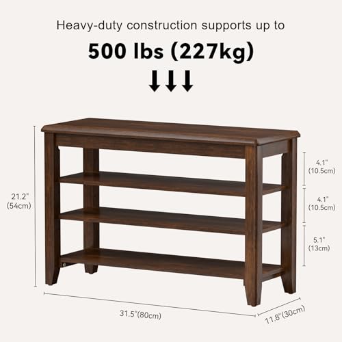 Shoe Rack Bench for Entryway, 3 Tier Adjustable Shelves - Image 3
