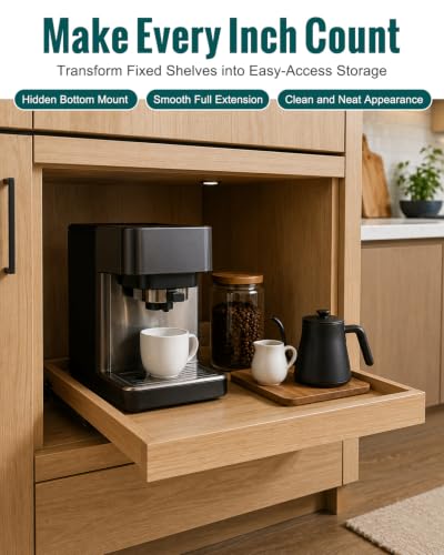 Bottom Mount Pull-Out Shelf Slides Soft Close Hidden - Image 4