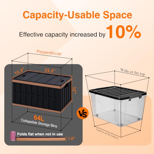 Citylife 2PC 64L Collapsible Storage Bins with Lids - Image 4