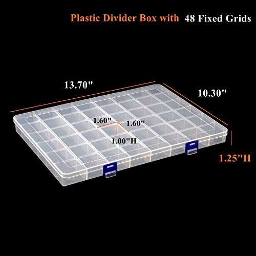 2 Pack Fixed 48 Grids Clear Plastic Divider Storage Box - Image 4