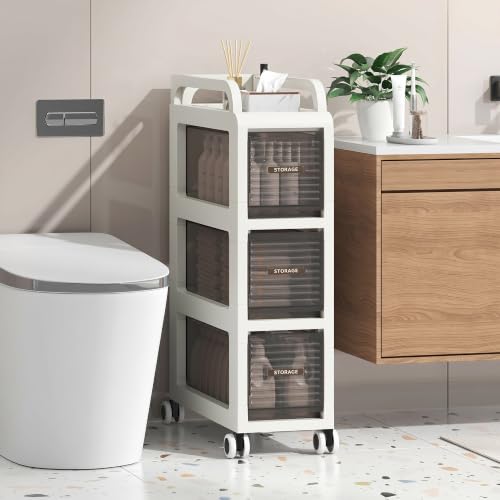 Bathroom Storage with Drawers, 7.87" Wide Slim Cabinet - Image 2