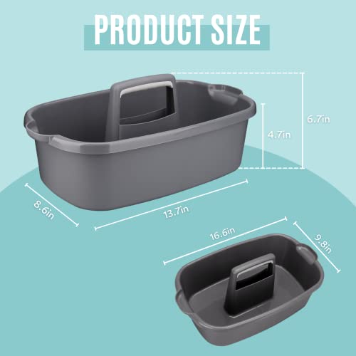 Cleaning Caddy Organizer with Handle, Gray Plastic Bucket - Image 5