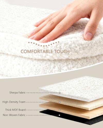Storage Ottoman Bench, 43" Entryway Shoe Seat, Sherpa White - Image 6