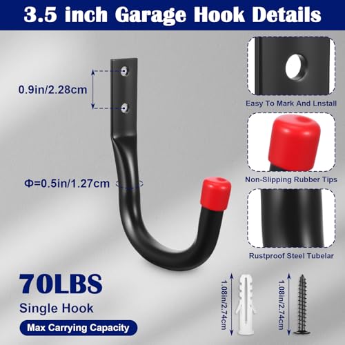 Lemecima 24 Pack Garage Hooks Heavy Duty, 3.5" Garage Wall - Image 4