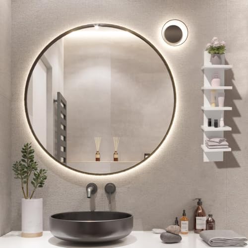 5 Tier Wall Shelves White, Vertical Column Shelf Floating Storage - Image 6