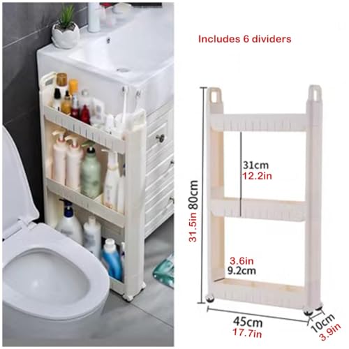 Slim Storage Organizer Cart Narrow Shelf Kitchen Bathroom - Image 4
