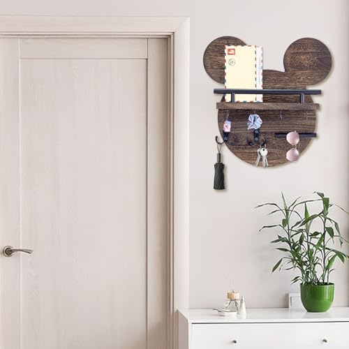 AIRPOP Key Holder for Wall–Mouse Wooden Mail Organizer - Image 3