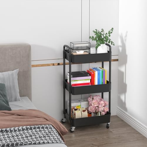 Sywhitta 3-Tier Plastic Rolling Utility Cart with Wheels - Image 7